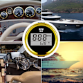Miniatyrbillede 6 af 6: 0‑9990RPM Turteller Måler IP67 Vandtæt Rød Baggrundsbelysning 52mm/2in LCD Display 9‑32V Sort Skive Guld Dæksel