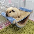 Miniatyrbild 4 av 8: Hängande Hammock för Smådjur Dubbellager Lätt att Rengöra Plysch Hängande Hammock Säng för Ekorrar Gyllene Björnar Chinchillor L Blå