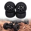 Miniatyrbild 1 av 8: 4 st Gummidäck med M4 Låsmutter 12mm Hex Nav 7-ekrad Fälg Hjul Däck för 1/10 RC Off Road Truck
