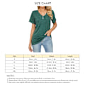 Miniatyrbillede 4 af 4: Kvindes Afslappet Kortærmet Top med Knapper Dekoration V-hals Polyester Løstsiddende T-shirt til Sommer Sortgrøn S