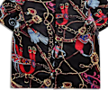 Miniatyrbillede 5 af 8: Skjorte Korte Ærmer Knapper Pæn Print Behagelig Løstsiddende Polyester Bluser til Mænd Kvinder Sort XL