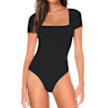 Pikkukuva 2 / 3: Naisten lyhythihainen body, slim fit, yksivärinen, napillinen, kesäkäyttöön, musta, koko L