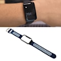 Miniatyrbillede 1 af 8: Åndbar Silikon Urrem med Beskyttelsesbumper Tilbehør Passer til Mi Band 7 Pro Mørkeblå Hvid og Sort Etui