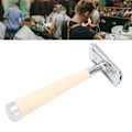 Miniatyrbillede 1 af 8: Manuel barberknive Hurtig barbering Høj sikkerhed Dobbeltkantet Stabil glide Nem at bruge Langskaftet barberknive til hjemmet Barber Salon Beige