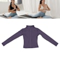 Miniatyrbild 1 av 8: Yogajacka Ståkrage Långärmad Hög Elasticitet Dragkedja Polyesterfiber Slim Träningsjacka för Löpning Aubergine Lila XXL