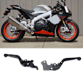 Miniatyrbild 1 av 8: 2 st Motorcykel Kopplingsbromsspak Aluminiumlegering Vikbar 6 Växlar Justerbar Styre Huvudcylinder Spak Ersättning för Aprilia RSV4