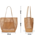 Miniatyrbilde 2 av 6: Stor netting-strandveske med innerlomme med glidelås, skulderveske, svømmeveske for kvinner, sammenleggbare vesker, handlepose, strandveske for strand, familie, kjøper