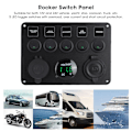 Miniatyrbillede 4 af 6: 5 Gang LED Toggle Switch Panel med Digital Voltmeter Universal til RV Bil Motorbåd Grøn