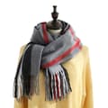 Rutete vinter-skjerf for kvinner, langt og tykt oversized rutete skjerf for høst/vinter, varmt sjal