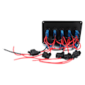 Miniatyrbillede 3 af 6: 5 Gang LED Toggle Switch Panel med Digital Voltmeter Universal til RV Bil Motorbåd Grøn