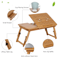 Miniatyrbillede 6 af 8: Foldbar Bambus Laptop Bord Bord Justerbar Morgenmad Seng Serveringsbakke