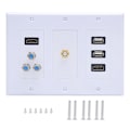 Pikkukuva 2 / 2: 2 USB + 2 HDMI + 4 F-liitäntäpaneelin tietopaneeli US-standardin seinäpaneelina hotelleille, toimistoille ja rakennuksiin