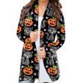 Miniatyrbild 1 av 5: Dam Halloween Öppen Framtill Topp Tryck Långärmad Lös Passform Elegant Vardaglig Ytterkläder Typ 2 XXL