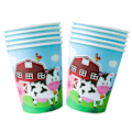 Miniatyrbild 1 av 4: Bondgård Ko Ranch Kyckling Djur Barnkalas Servis Papptallrik Pappmugg Servett Dekoration Festtillbehör 10PCS
