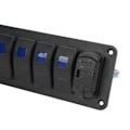 Pikkukuva 5 / 8: 5-paikkainen kallistuskytkimen paneeli vedenkestävällä kaksois-USB-laturilla ja volttimittarilla, sininen taustavalaistu LED autoille, asuntoautoille, jahdeille ja veneille