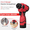 Miniatyrbild 5 av 8: [通拓商品] 16.8V Sladdlös Borrmaskin och Slagskruvdragare Set Litium Skruvdragare Vridmoment Justerbar 2 Hastighetskontrolllägen Multifunktionellt Reparationsverktyg
