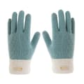 Dam Höst Vinter Handskar Dam Cykling Rader Varma Finger Solid Pekskärm Fleece Förtjockad Stickad blue