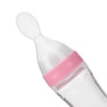 Miniatyrbillede 3 af 8: 90ml Silikon Baby & Toddler Foderflaske med Ske Spædbarnsmad Grød Squeezer Feeder Pink
