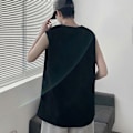 Miniatyrbillede 8 af 8: Mænd Tanktop Smuk Print Ærmeløs Løstsiddende Vest Skåret Skjorte til Hjemmetræning Sort XL