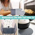 Miniatyrbild 5 av 6: Ugnsvantar Set med Halkfritt Grepp, Universal Storlek Bekväma Grytlappar Värmebeständiga, Lättskötta Köksugnshandskar för Matlagning, Bakning, Grillning