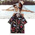 Miniatyrbillede 7 af 8: Skjorte Korte Ærmer Knapper Pæn Print Behagelig Løstsiddende Polyester Bluser til Mænd Kvinder Sort XL
