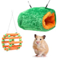 Miniatyrbillede 2 af 7: Lille Hamster Træ Hjulkarrusel Gynge Legetøj Bomuld Rede til Vinter Hold Varmt med Krog