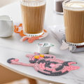 Miniatyrbillede 3 af 4: Kattegaver til katteelskende - Katteunderkop Vævet Kreativ Sød Katteunderkop Isolationsunderkop Kaffe- og Teunderkop Skrivebordsgaver Style 4