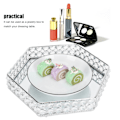 Miniatyrbillede 5 af 6: Krystalbakke Spejl Hexagon Formet Multifunktionel Dessert Kage Frugt Opbevaring Organizer
