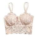 Miniatyrbild 2 av 7: Spets-BH Bralette Vadderad Plus Size Linne Underkläder Hudvänlig Andningsbar Lätt Vadderad BH Underkläder Hudfärg L