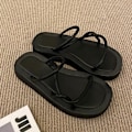 Miniatyrbillede 7 af 8: Kvindes Platform Slidesandal Anti-Skridsikker Tyk Sål Enkel Mode Kvinder Sommer Strand Tøfler til Hjem Fest Sort 36