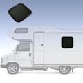 Miniatyrbild 1 av 8: 450x450mm RV Fastspärrat Fönster Rund Transparent Svart Glas Ingångsdörr Fönster med Ram för Husbil Husvagn för 33‑38mm Väggtjocklek