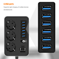Pikkukuva 6 / 8: Monitoiminen USB-virtapalkki, liekinsuojattu älykäs pistorasiapalkki EU-pistoke 110‑250V kotiin ja autotalliin