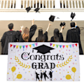 Pikkukuva 1 / 8: Graduation-banneri, noin 71x38 tuumaa, kestävä polyesterikankaasta, haalistumaton väri, 4 silmukkaa, Onnittelut valmistumisesta -banneri valmistujaisjuhliin 006