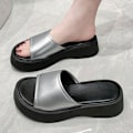 Miniatyrbillede 7 af 8: Platform Slidesandaler Bløde Sål Antislip Komfortable Slip On Sandaler til Hjem Strand Shopping Sølv 38