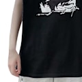 Miniatyrbillede 5 af 8: Mænd Tanktop Smuk Print Ærmeløs Løstsiddende Vest Skåret Skjorte til Hjemmetræning Sort XL