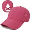 Miniatyrbillede 1 af 7: Dame Criss Cross Ponytail Baseball Cap Justerbar Høj Messy Bun Ponycap Hurtigtørrende Hat