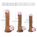 Miniatyrbillede 1 af 2: Simuleret Dildo Dobbeltlags Flydende Silikon med Stærk Sugeskål Voksen Legetøj til Kvinder YG001 Dobbeltlag