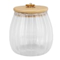 Miniatyrbild 1 av 8: Mångsidiga Förvaringsglasburkar med Bambulock, Lufttät Försegling för Matkonservering, Klar Blommönsterdesign för Enkel Övervakning, Idealisk för Kaffe, Te,