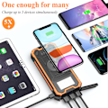 Miniatyrbild 5 av 7: Trådlös Solcellsladdare 30000mAh Vattentät Solcellsladdare DP Snabbladdning med LED-ficklampor Extern Batteripack för Utomhuscamping