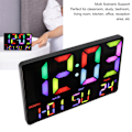 Miniatyrbild 8 av 8: Stor Digital Klocka Färgskärm USB-driven Dimbar LED Kalender Väckarklocka med Fjärrkontroll för Sovrum Vardagsrum