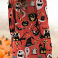Miniatyrbild 3 av 5: Dam Halloween Öppen Framtopp Tryck Långärmad Lös Passform Elegant Vardaglig Ytterkläder Typ 5 M