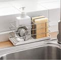 Elegant vaskearrangør, SUS304 rustfrit stål rustfri køkkenvask caddy med afløbsbakke til opvaskemiddelarrangør, pladsbesparende og skridsikkert design