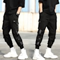 Miniatyrbillede 8 af 8: Mænd Joggers Polyester Løse Bukser Casual Sweatpants Polyester til Træning Workout L Sort