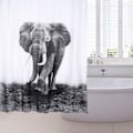 Miniatyrbillede 1 af 2: 180x200cm Vandtæt Bruseforhæng Badeværelse Kreativ Polyester 12 Kroge 8# Elefant