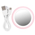 Miniatyrbilde 2 av 2: Mini Bærbar USB Oppladbar Rund LED-Lys Sminke Speil Kosmetikkverktøy (Rosa)
