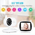 Miniatyrbillede 5 af 5: Trådløs 3,5 tommer LCD Digital Videobabyalarm Babysitter Justerbar synsvinkel Temperaturmåling To-vejs kommunikation EU-stik 110‑220V