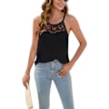 Miniatyrbillede 2 af 4: Spaghettirem Top Rund Hals Casual Cool Løstsiddende Ærmeløs Tanktop til Sommer Daglig Brug Gade Sort L