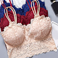 Miniatyrbild 1 av 7: Spets-BH Bralette Vadderad Plus Size Linne Underkläder Hudvänlig Andningsbar Lätt Vadderad BH Underkläder Hudfärg L