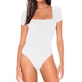 Pikkukuva 2 / 3: Naisten lyhythihainen body, slim fit, yksivärinen, napillinen, kesäkäyttöön, valkoinen, koko S