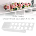 Miniatyrbild 6 av 8: Akrylblomvas Lång Rektangel Transparent Modern Vas 12 Hål Blomlåda med LED-lampor